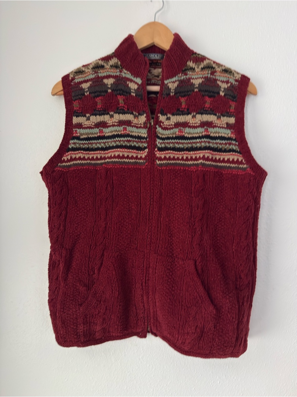 Vintage Harold's Sweater Vest Womens L Collar Zip Knit 🧶